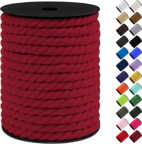 Vista 47 de Cordón de macramé de algodón, 0.315 in x 131 pies, hilo grueso para manualidades, cuerda trenzada de 3 hebras para colgar en la pared, ganchos