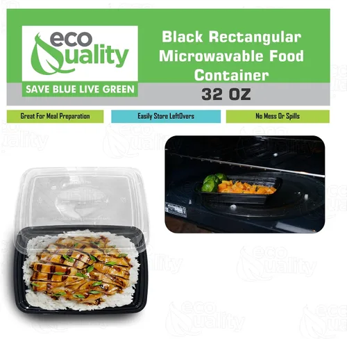 Vista 5 de Paquete de 100 recipientes reutilizables para almacenamiento de alimentos de 32 onzas con tapas, rectangulares sin BPA, aptos para microondas