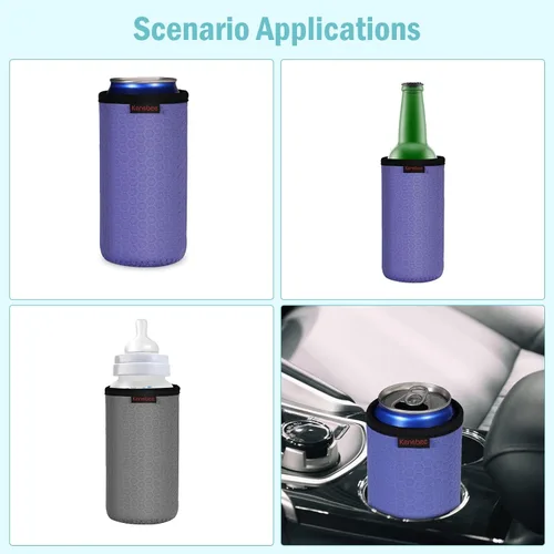 Vista 6 de Paquete de 4 Fundas Enfriadoras para Latas Delgadas de 12oz, Suaves Aisladas Reutilizables Antideslizantes de Neopreno Portavasos Cubiertas
