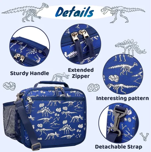 Vista 6 de Choco Mocha Mochila de dinosaurio de 15 pulgadas + bolsa de almuerzo + bolsa para lápices