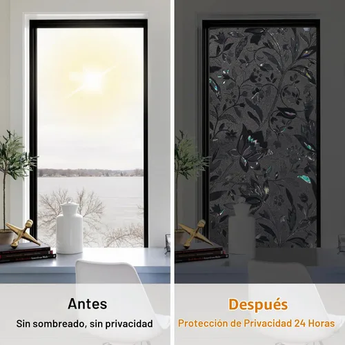 Vista 7 de Película opaca para ventana, 100% con bloqueo de luz solar, cubierta de privacidad extraíble para ventana, tinte para ventanas de vidrieras
