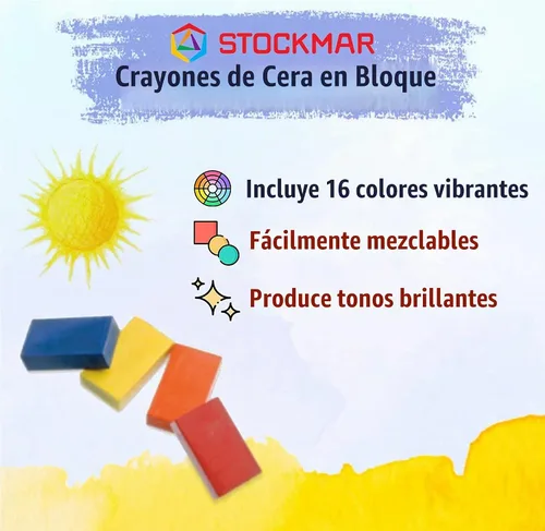 Vista 3 de Stockmar 204884266 Bloques de pintura de cera de abeja impermeables de 16 bloques en caja de lata