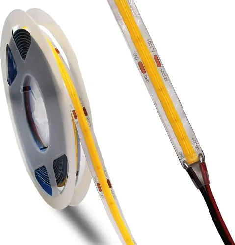 Vista 7 de Tira LED COB de 12 V CC de alta densidad flexible Ra90+ luces blancas cálidas 16.4 ft (luz cálida 3000 K, 320 LEDsm)