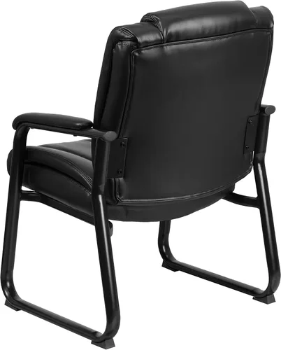 Vista 5 de Flash Furniture LeatherSoft - Silla de recepción ejecutiva con reposabrazos acolchados y base de trineo, silla lateral tapizada para sala de estar u