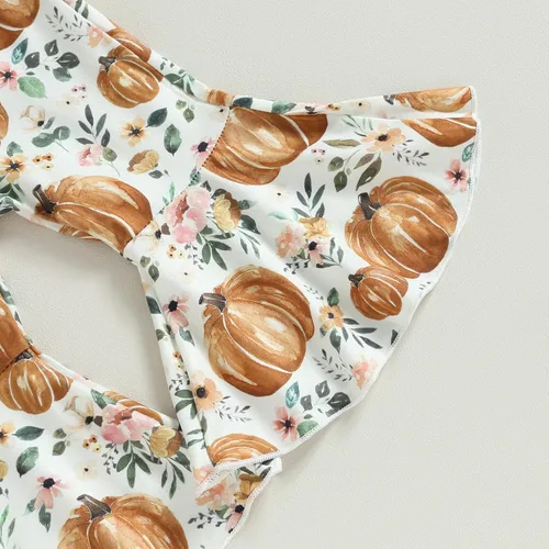 Vista 6 de Kuriozud Conjunto de Pantalones Acampanados para Bebé Recién Nacida Niña Mameluco con Volantes Lindo Lazo Pantalones Acampanados Diadema Ropa Linda