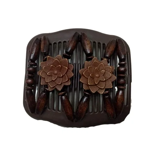 Vista 7 de LOVEF Peine de madera profesional para mujer, cuentas mágicas elásticas, clip de cuerda de cuerda de doble elástico, accesorios para peines-6 piezas