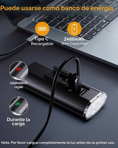 Vista 3 de Bike Light Set, Prasky Rechargeable Bicycle Lights Front and Rear, Aluminum