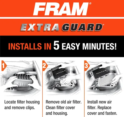 Vista 5 de FRAM Extra Guard CA10348 - Filtro de aire de repuesto para motor, para Jeep Wrangler seleccionados (3.6L y 3.8L), proporciona protección de filtro