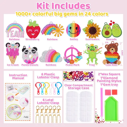 Vista 2 de Happy makers Big Gem Diamond Art Painting Arts Crafts Llaveros Suncatchers Kits para regalos, kit de pintura de mosaico por números