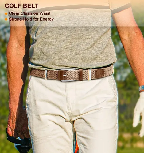 Vista 8 de BULLIANT Cinturón elástico para hombre, cinturón trenzado de regalo para hombre, 1 38 para golf, pantalones casuales, camisas, jeans