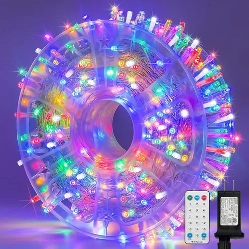 Vista 57 de Guirnalda de 100 luces LED de Pascua de 33 pies enchufables, multicolor pastel, 16 modos de luces parpadeantes, guirnalda de luces impermeables
