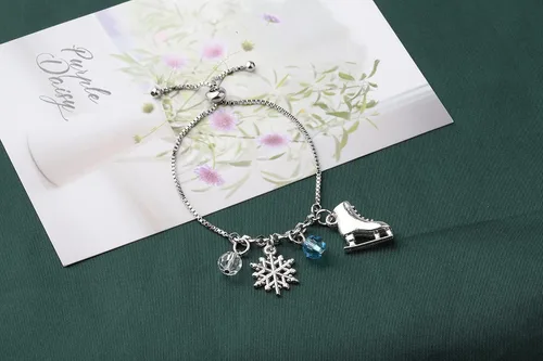 Vista 5 de UJIMS Pulsera con dije de hielo, regalo para amantes del anime, regalo de patinaje artístico para mejores amigos, amantes del patinaje, regalos