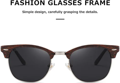Vista 150 de AEVOGUE Gafas de sol polarizadas para mujeres y hombres semi marco retro gafas de sol AE0369