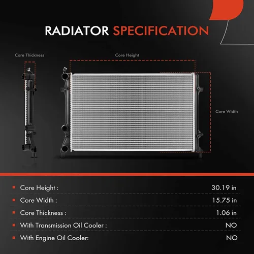 Vista 2 de A-Premium Conjunto de radiador de refrigerante del motor compatible con Volkswagen Passat 2012-2018 2.5L