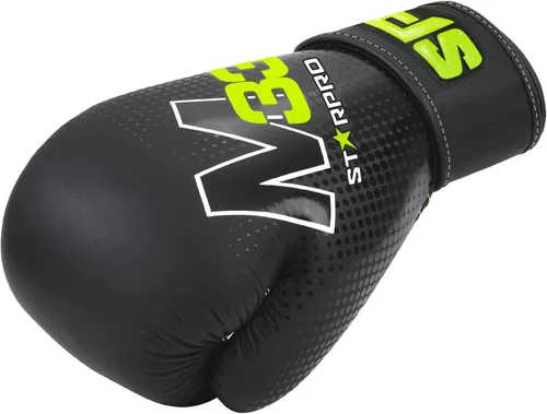 Vista 8 de Starpro Guantes de boxeo con cierre seguro de gancho y bucle para hombres y mujeres, Muay Thai Training Sparring 8oz, 10oz, 12oz, 14oz, 16oz Negro
