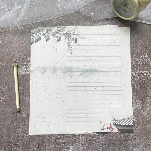 Vista 9 de 50 papeles de papelería de escritura, papel de papelería forrado para escribir cartas, papel de carta vintage con líneas, 100 GSM, tamaño A4, 10