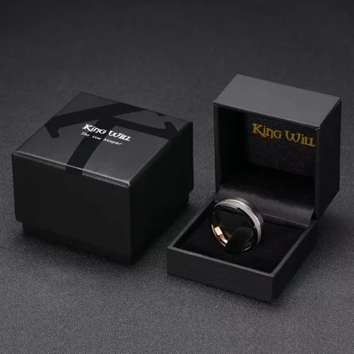 Vista 91 de King Will Anillo de boda de carburo de tungsteno para hombre con diseño de ranura, 6/7/0.315 in de ancho, acabado cepillado/pulido para hombre