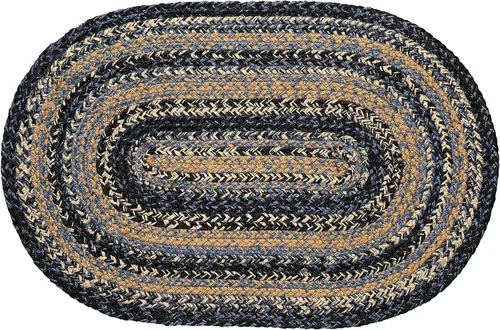 Vista 5 de Colección trenzada River Shale Premium Estilo primitivo, rústico, campestre, rústico Yute/algodón 30 días sin riesgo Alfombra