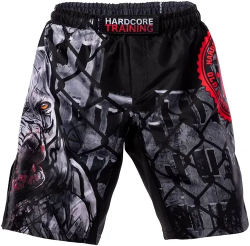 Vista 3 de Hardcore Training Pantalones cortos de boxeo para niños Pitbull City MMA Boxing BJJ Fitness Running Entrenamiento Ejercicio Ropa deportiva, negro