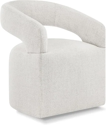 Vista 30 de KISLOT Juego de 1 sillas de comedor tapizadas con ruedas, color beige crema