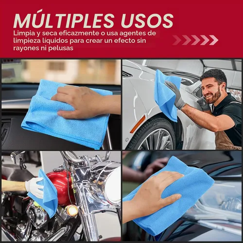 Vista 6 de Oudain 200 paños de limpieza de microfibra de 16 x 16 pulgadas para automóvil, trapos de limpieza ultra absorbentes, reutilizables, sin pelusas, sin