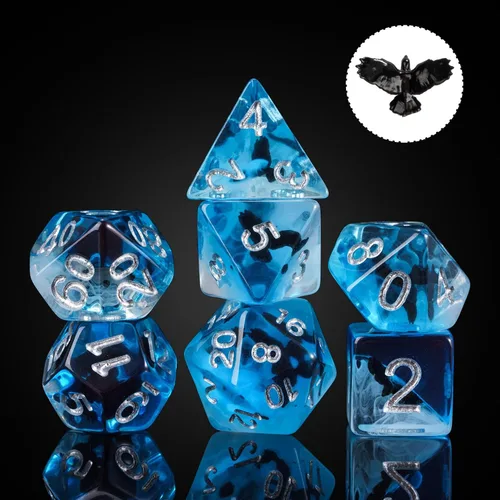Vista 28 de Cusdie 8 dados DND, juego de dados poliédricos rellenos de animales, juego de dados de animales para juegos de rol, dados D&D