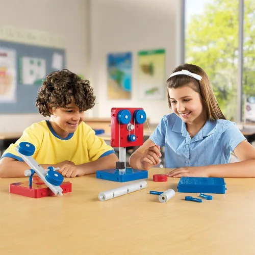 Vista 2 de Learning Resources Simple Machines - Kits STEM, kit de máquinas simples para aula, poleas y engranajes para niños, juegos de construcción