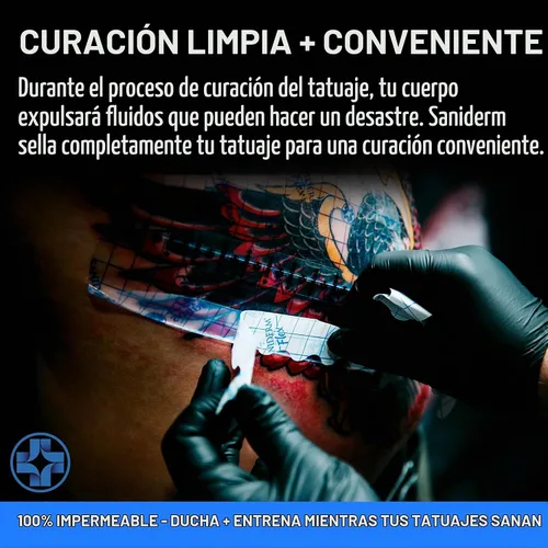 Vista 8 de Saniderm - Rollo de vendaje Flex Tattoo Aftercare - Envoltura de tatuaje ultra flexible, impermeable, estéril para una curación rápida y protección