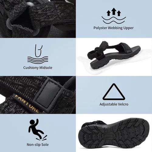 Vista 3 de EQUICK Sandalias deportivas para mujer, sandalias con correa de punta abierta, antideslizantes, sandalias de agua para exteriores, cómodas sandalias