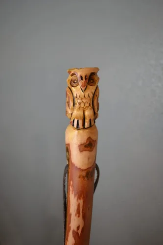 Vista 3 de Creation Carvings - Bastón tallado a mano de búho tallado a mano - Altura personalizada de hasta 60 pulgadas