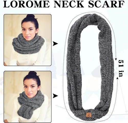 Vista 5 de Winter Beanie Hat Scarf Gloves Set, Soft Fleece Knit Hat Warm Touchscreen Gloves Neck Warmer Thick Scarves Gifts for Women