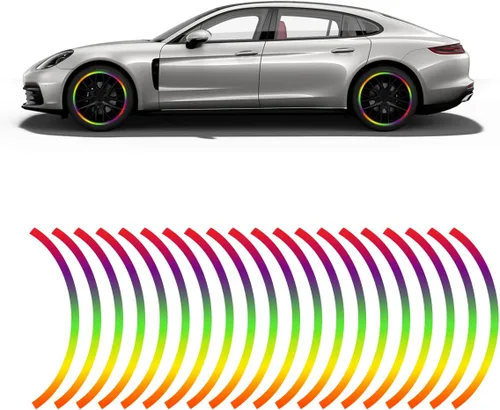 Vista 9 de 16 piezas de calcomanías reflectantes de 17 a 19 pulgadas para llantas de automóvil, cintas decorativas para llantas de automóvil, calcomanías