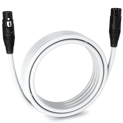 Vista 47 de LyxPro Cable de micrófono XLR hembra a macho de ángulo recto de 3 pines de 1.5 pies para altavoces amplificados, interfaz de audio, rendimiento