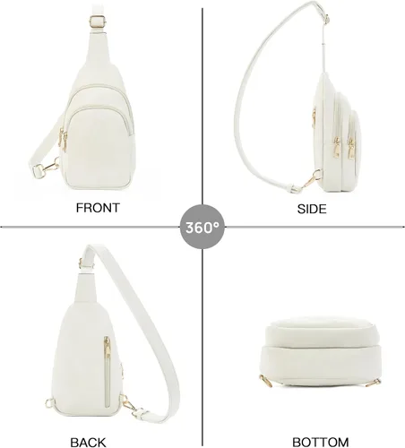 Vista 147 de Telena Riñonera pequeña para mujer, de cuero, cangureras, bolsa de pecho para mujer