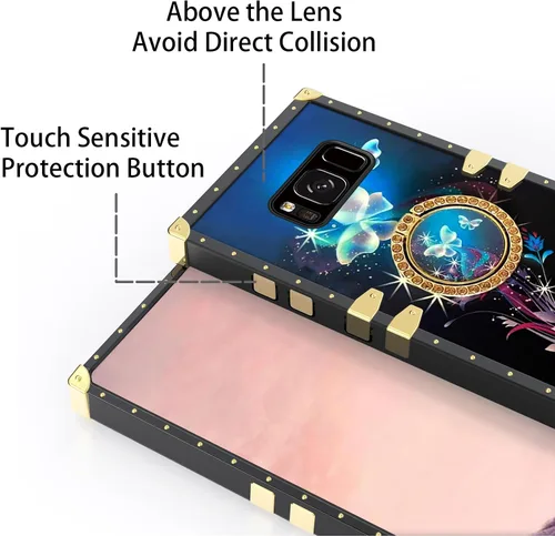 Vista 8 de Funda para Samsung Galaxy S8 Plus con soporte de anillo, patrón de moda, parte trasera de policarbonato duro y TPU suave, cubierta de protección a