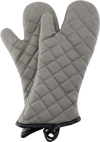 Vista 7 de ARCLIBER Guantes de horno resistentes al calor al fuego 425 ° F, guantes de horno acolchados de algodón de tela de toalla suave, guantes de cocina