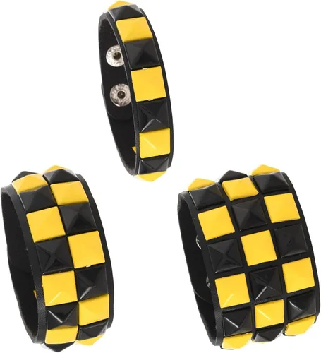 Vista 7 de 3 pulseras punk, pulseras de cuero con tachuelas, pulsera emo, pulseras góticas ajustables para hombres y mujeres