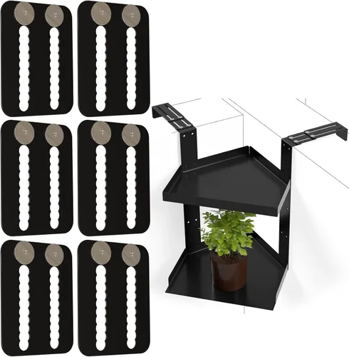 Vista 10 de Estante colgante de cubículo de 2 niveles de 11 pulgadas con ganchos Grande negro