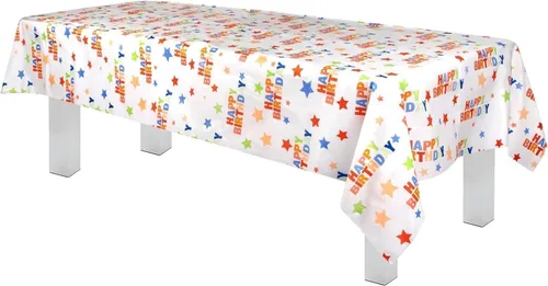 Vista 59 de Grandipity Mantel de plástico desechable de calidad prémium para fiestas con temática de globos de cumpleaños, 1 paquete, 54 x 108 pulgadas, mantel