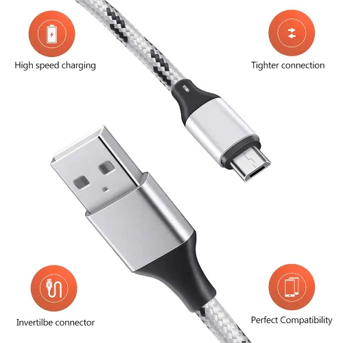 Vista 14 de Cable de carga múltiple, paquete de 3 cables de carga múltiple de nailon trenzado múltiple USB universal 3 en 1 adaptador de cable de carga