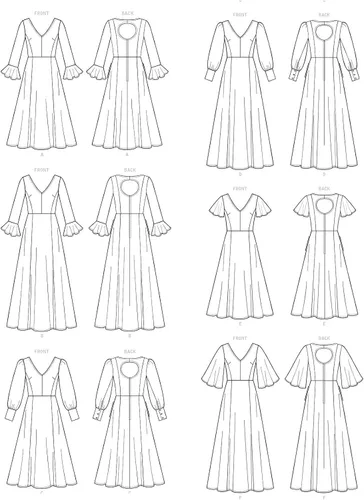 Vista 12 de Vogue V9328E5 Easy Women's Flared Sleeve Dress Sewing Patterns, Sizes 14-22, White