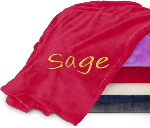 Vista 8 de Mantas personalizadas para adultos, manta personalizada con nombre bordado o monograma, funda de manta de forro polar suave para cama y sofá