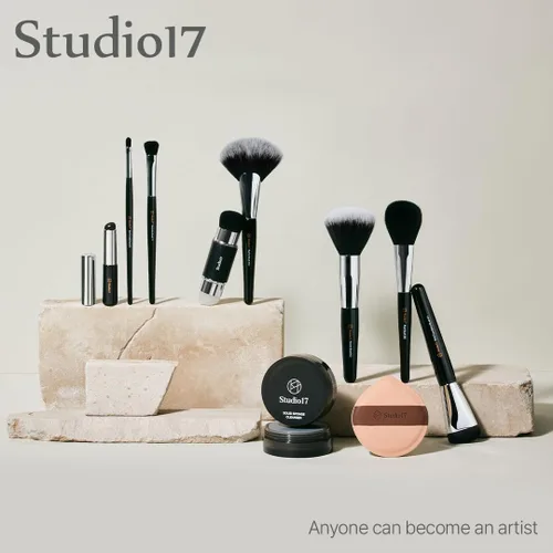 Vista 6 de STUDIO17 Brocha de base para maquillaje Brocha de maquillaje profesional con cerdas sintéticas de primera calidad Brochas de maquillaje coreanas