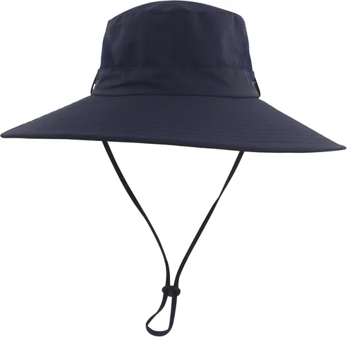 Vista 3 de Muryobao Sombreros de sol para hombre, UPF 50+, malla impermeable, ala ancha, sombrero de pesca