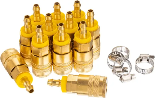 Vista 3 de Acoplamiento de Aire Industrial, Púa de Manguera de 1/4", Acoplador de Aire de Conexión Rápida de Flujo Básico de 1/4", Presión de Entrada Máxima