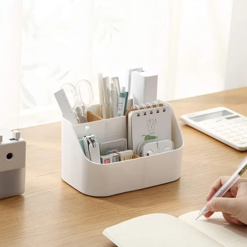 Vista 2 de Organizador de escritorio, soporte de control remoto, caja de maquillaje para el hogar y la oficina