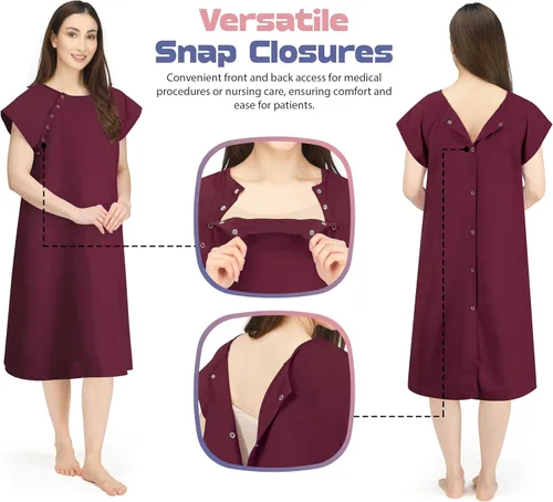 Vista 4 de NY Threads Bata de Hospital para Mujer Suave y Elegante Bata para Paciente
