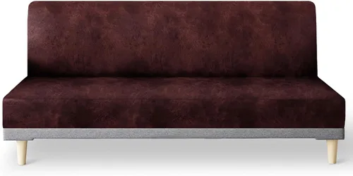 Vista 45 de molasofa - Funda elástica para futón de aspecto de cuero, cubierta para sofá sin brazos, protector de muebles con parte inferior elástica, funda
