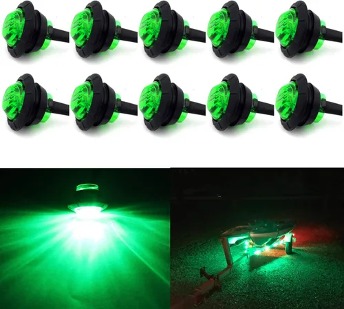Vista 11 de Luces LED para barco marino impermeables (5 rojas + 5 verdes), luces de cortesía submarinas y de cubierta, 12V para yate, barco, pesca, pontón