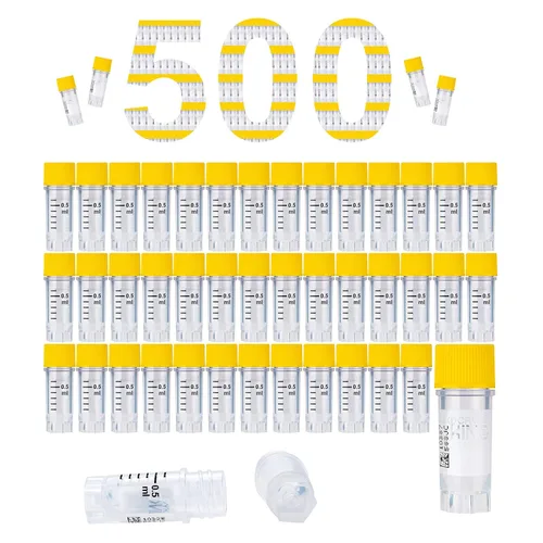 Vista 42 de Cryoviales de 0.0 fl oz, 25Pcs Cryotubes con código de barras lateral, frascos de esterilización con rosca externa, tubos de muestra con tapas Azul